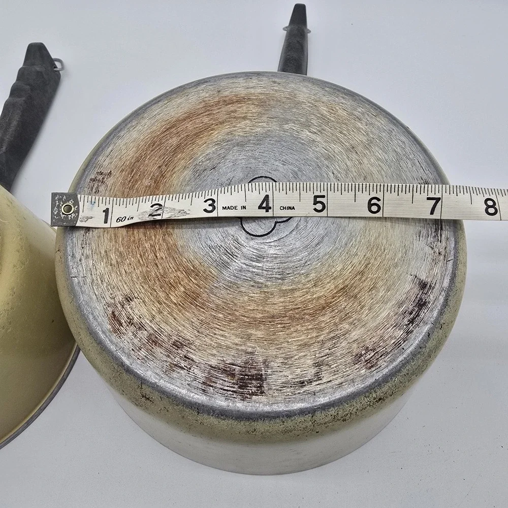 2 VTG Club Yellow Harvest Gold Thick Cast Aluminum Cookware 2‎ Quart & 3 Quart